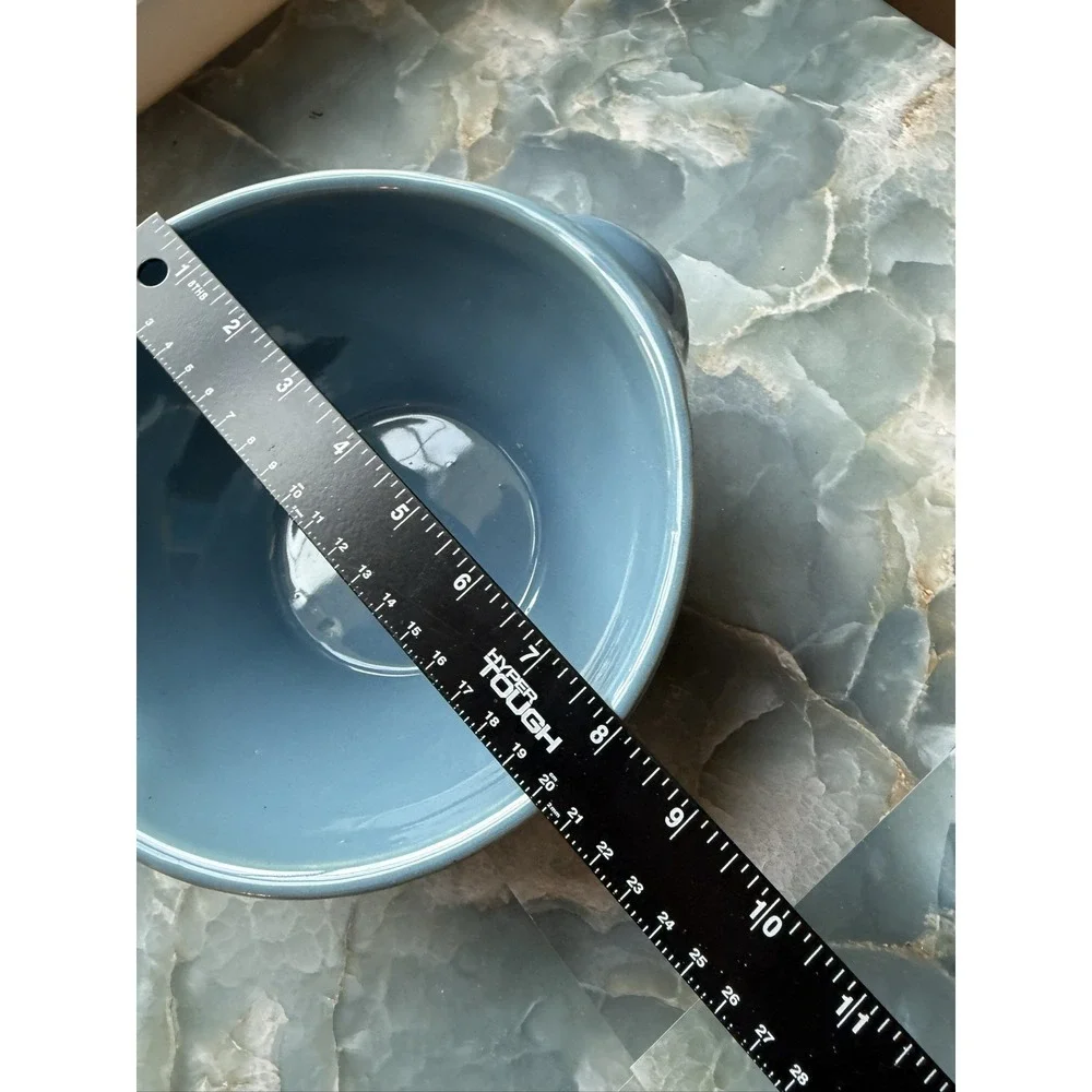 Vintage McCoy USA Blue Batter Bowl Mixing Bowl Spout Handle Pottery Farmhouse